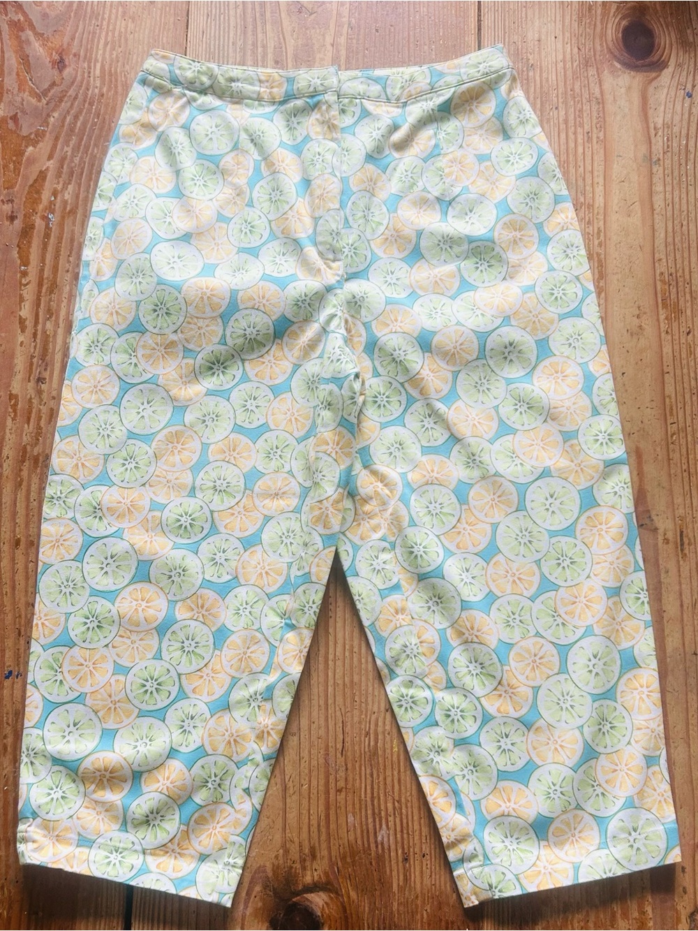 Talbots Petite Citrus Lemon Lime Cropped Pants Sz 6